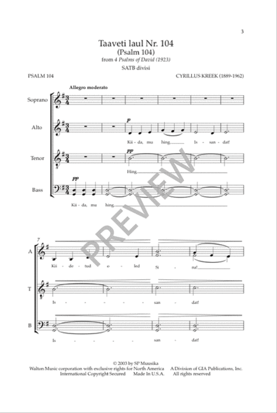 Taaveti laul Nr. 104 Taaveti laul Nr. 104 4-Part scores gallery preview page 4