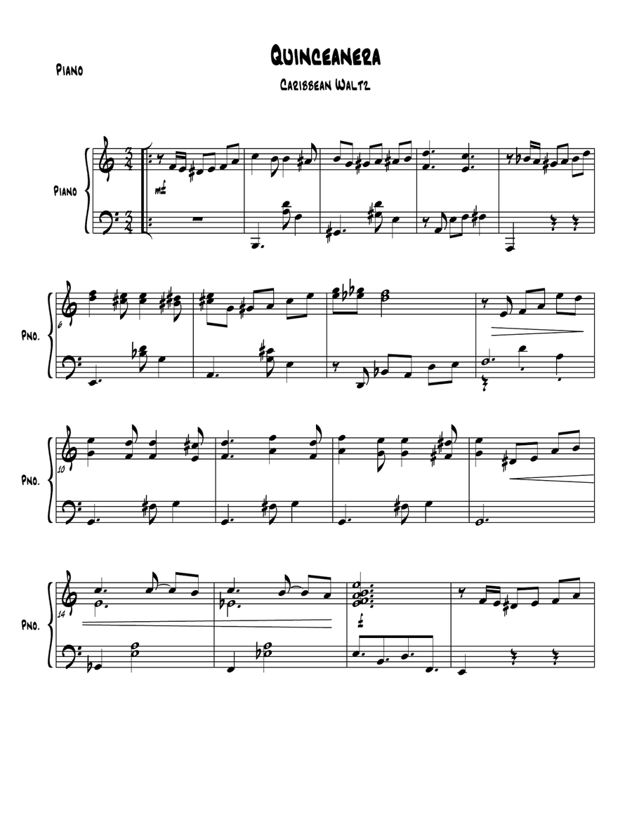 Quinceañera (sweet sixteen) Piano Solo scores gallery preview page 1