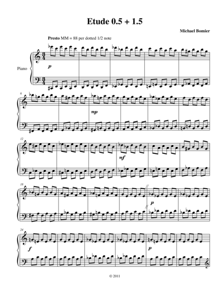 Etude 0.5 + 1.5 for Piano Solo from 25 Etudes using Symmetry, Mirroring and Intervals image number null