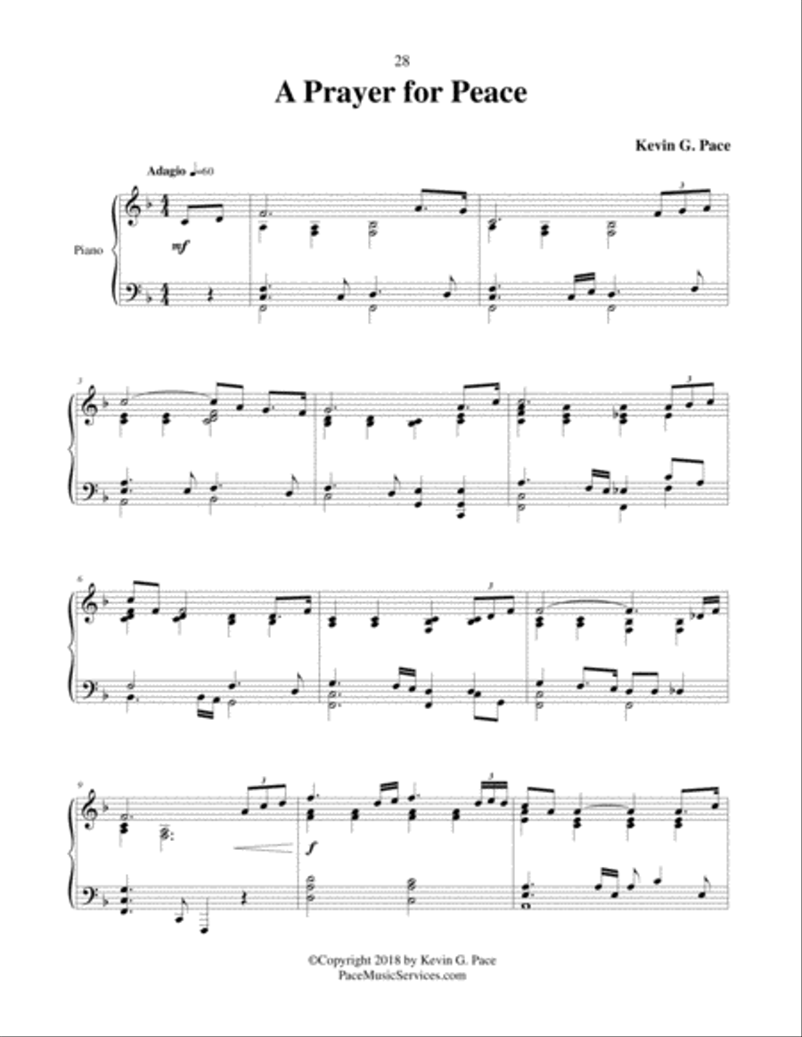 A Prayer for Peace - original piano solo Piano Solo scores gallery preview page 2