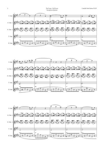 The Swan by Saint-Saëns for Sax Quintet with Chords image number null