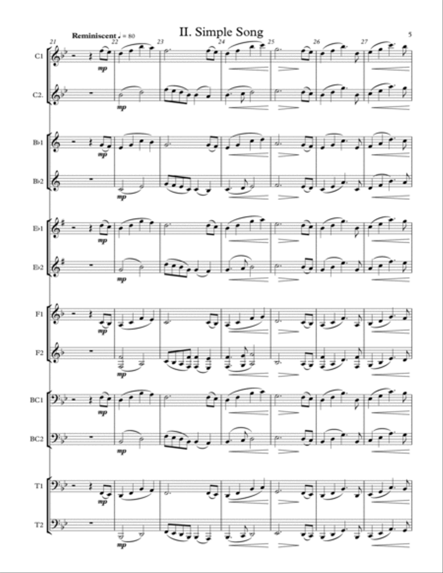 5 Duets for Any Two Band Instruments - Volume 2 - All Transpositions Brass Ensemble scores gallery preview page 5