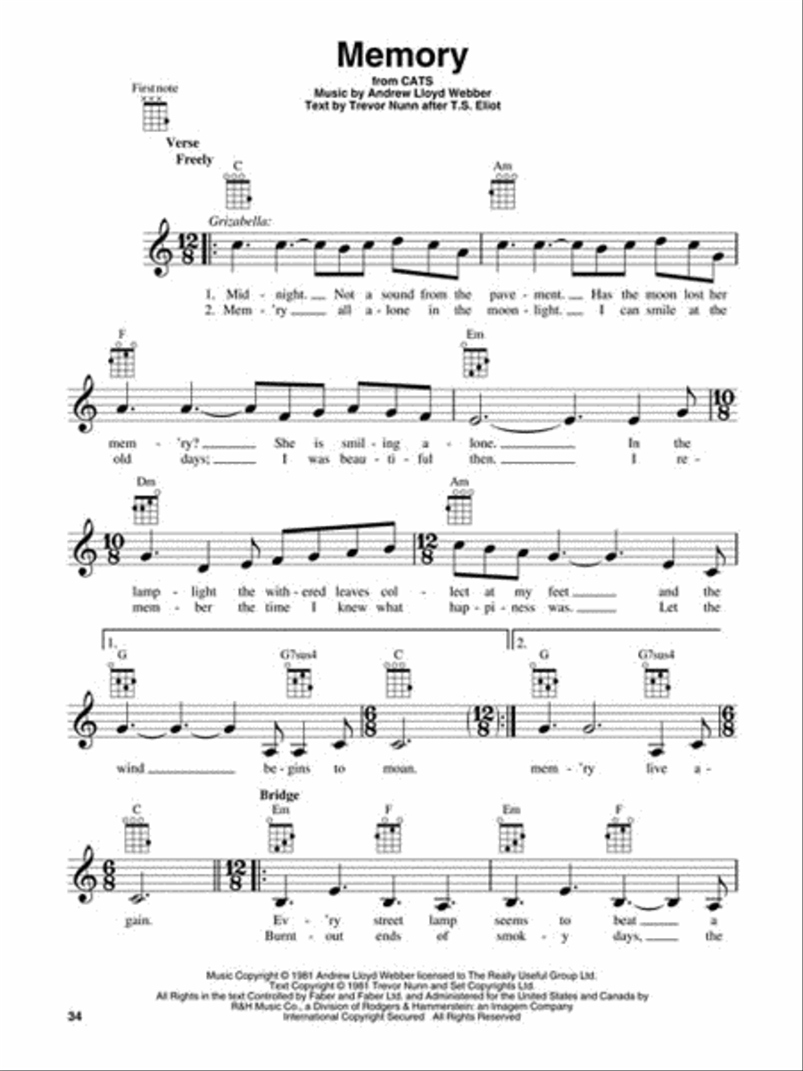 Andrew Lloyd Webber for Ukulele Guitar Tablature scores gallery preview page 4