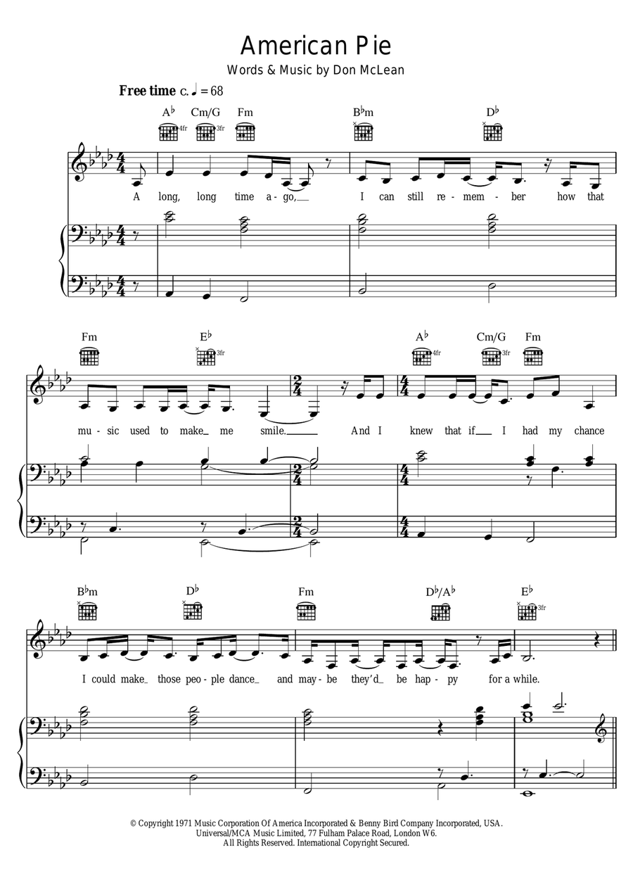 American Pie American Pie Acoustic Guitar scores gallery preview page 1