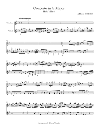 Book cover for Violin Concerto in G Major, Hob. VIIa:4 (arr. 2 violins)