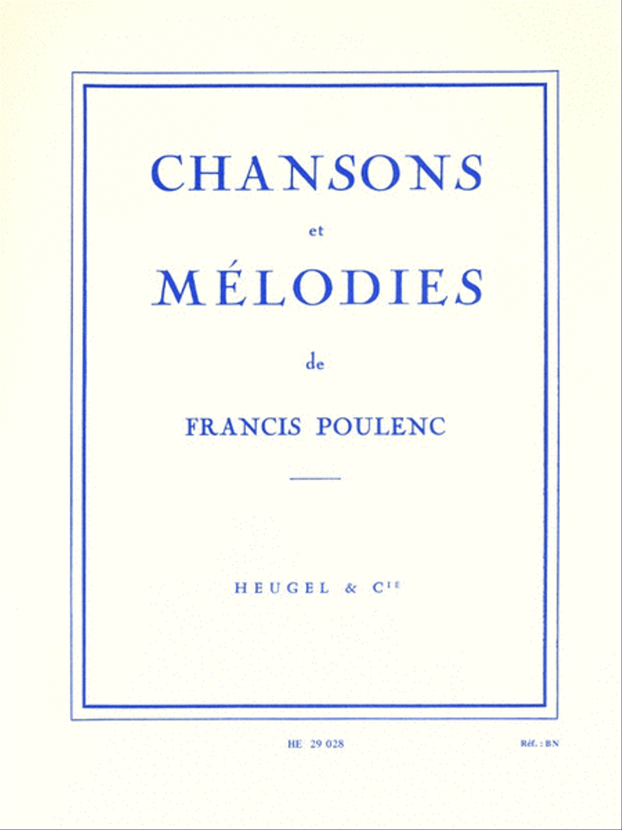 Poulenc Francis Chansons Et Melodies Medium Voice & Piano Book