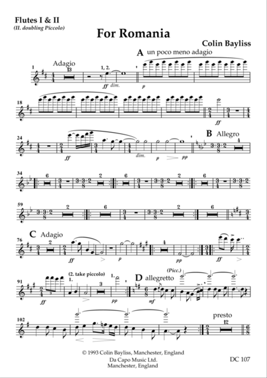 For Romania [parts] Percussion Ensemble scores gallery preview page 1