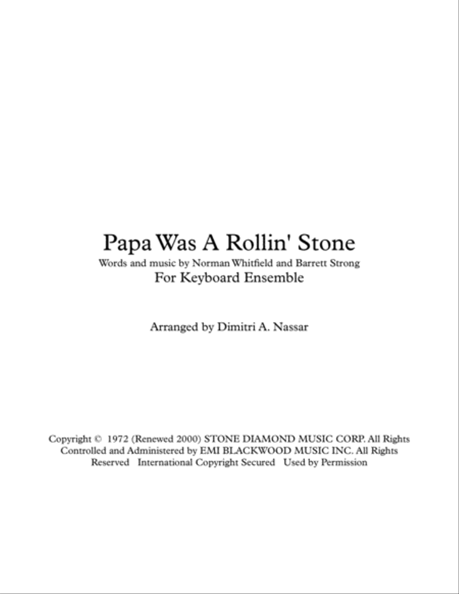 Papa Was A Rollin' Stone Small Ensemble scores gallery preview page 1