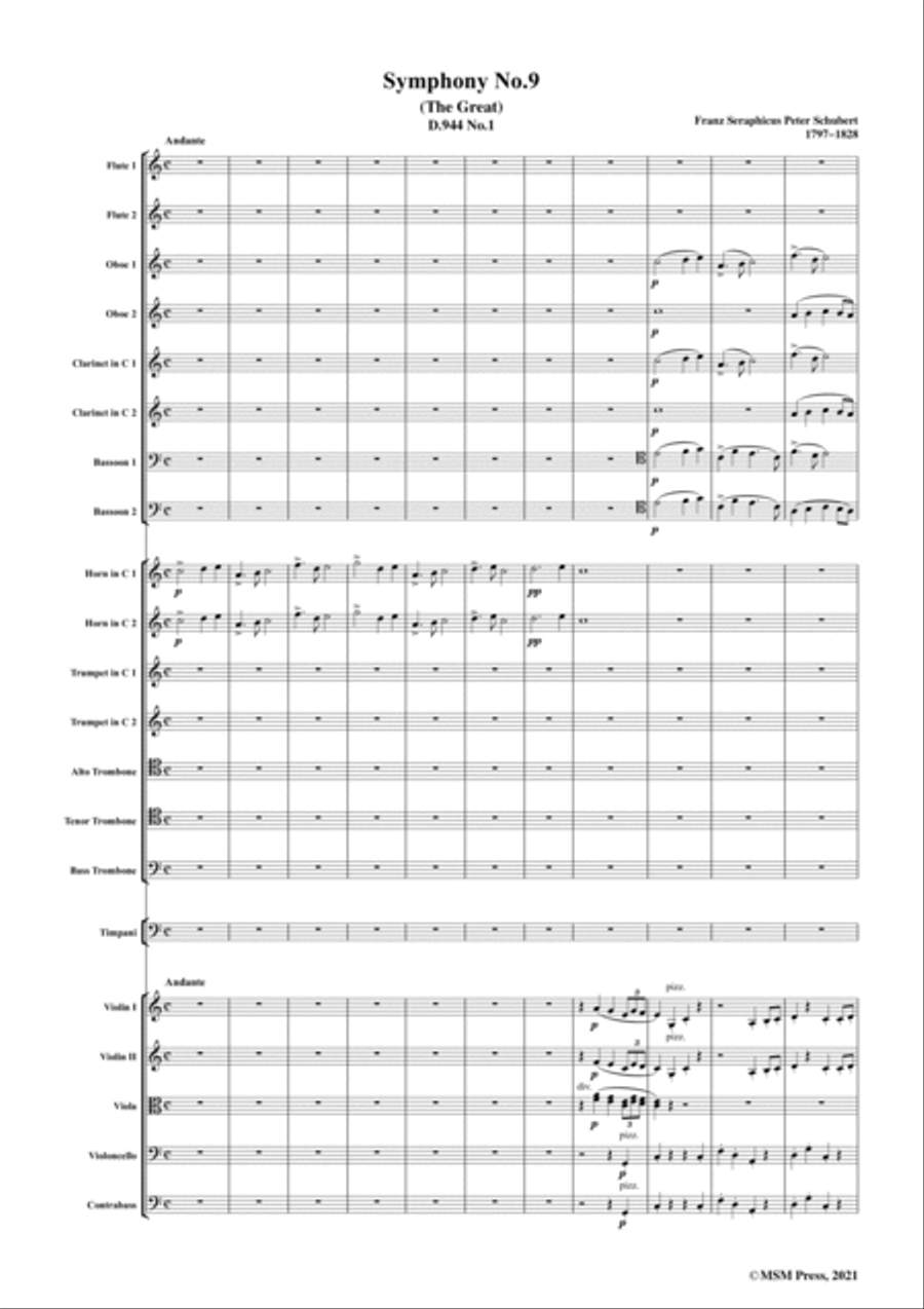 Schubert-Symphony No.9(The Great),D.944 No.1,for Orchestra Chamber Orchestra scores gallery preview page 3