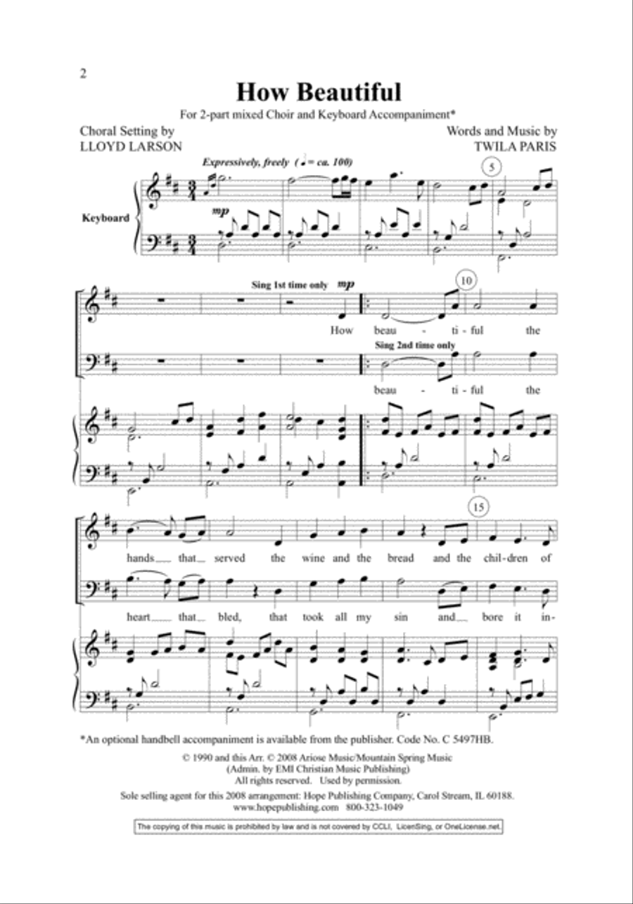 How Beautiful How Beautiful 2-Part scores gallery preview page 2