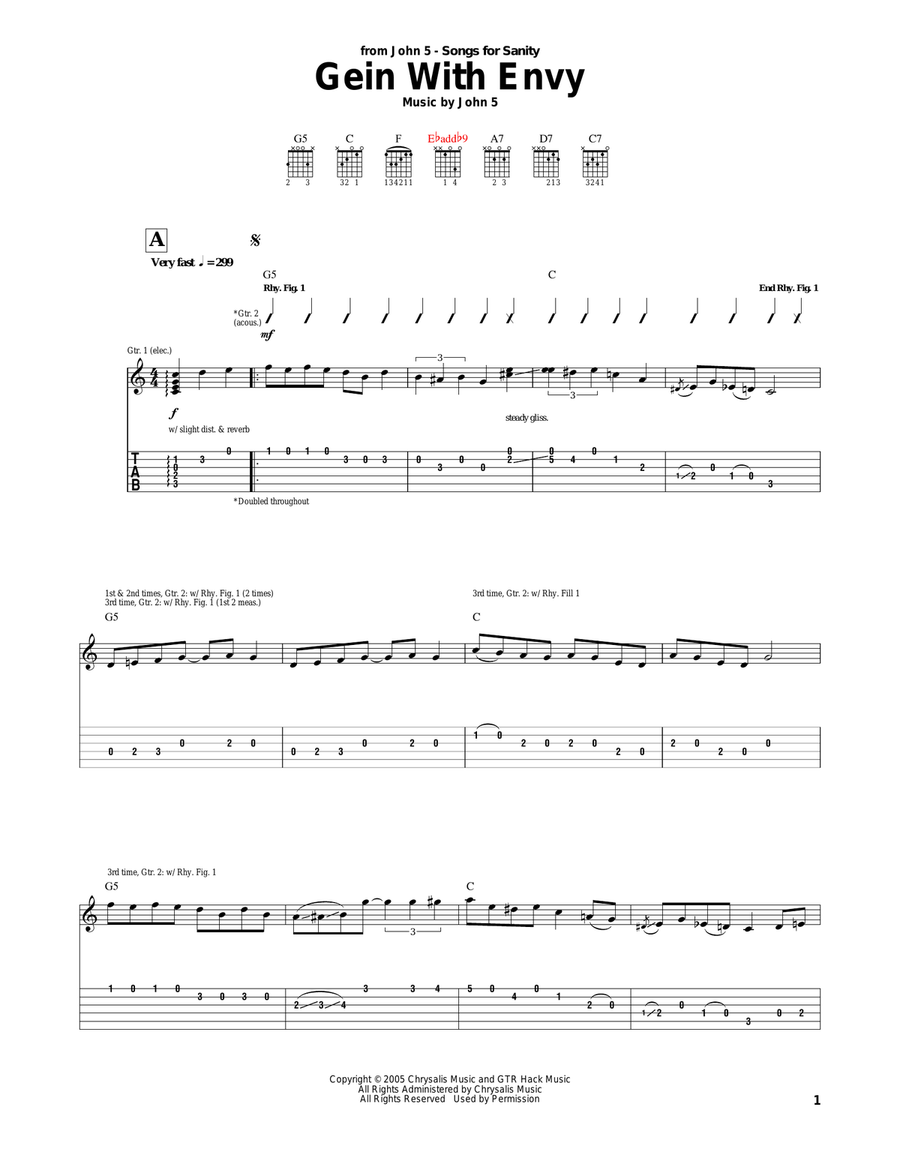 Gein With Envy Acoustic Guitar scores gallery preview page 1
