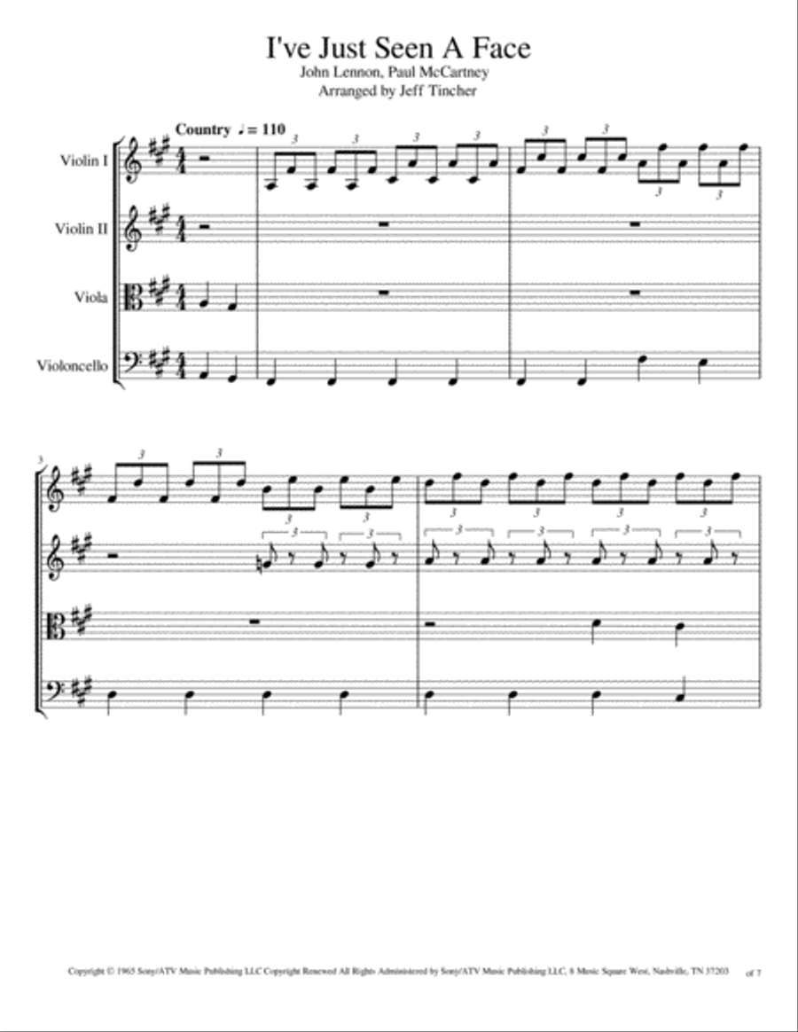 I've Just Seen A Face String Quartet scores gallery preview page 2