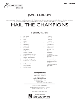 Book cover for Hail the Champions - Conductor Score (Full Score)