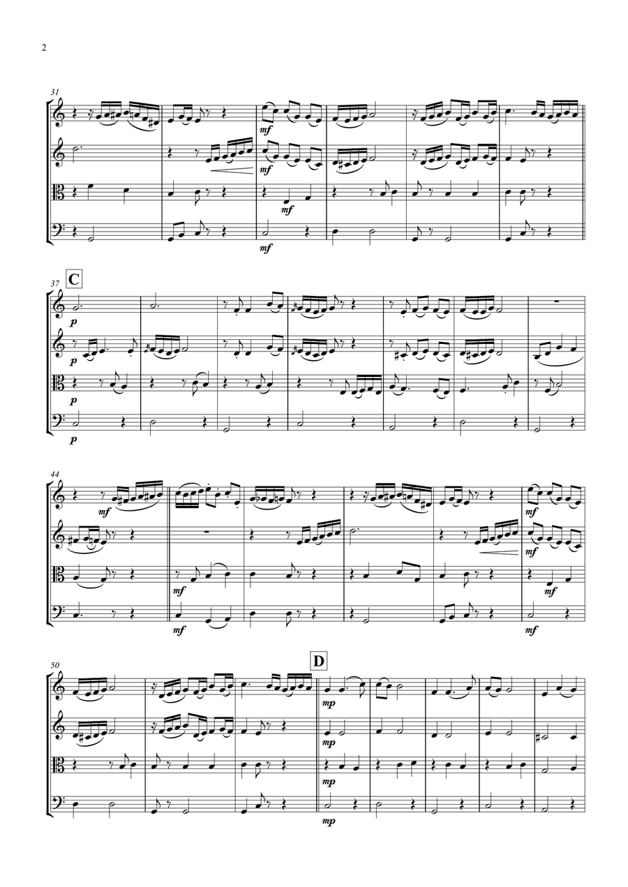 Santa Lucia - Italian Folk Song - Here in the twighlight - String Quartet String Quartet scores gallery preview page 2