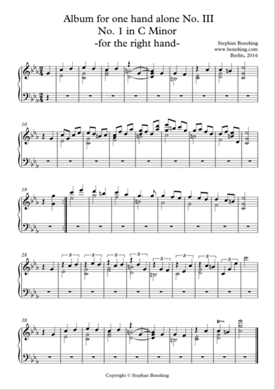 Album for One Hand Alone No. 3 Easy Piano scores gallery preview page 2