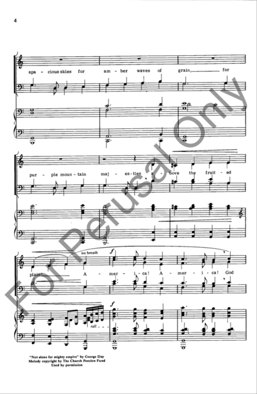 America The Beautiful (Choral Score) 4-Part scores gallery preview page 3
