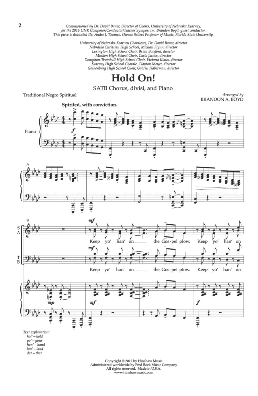 Hold On! Hold On! 4-Part scores gallery preview page 1