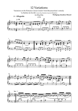 Mozart K.354/K354-Variations on the Romance 'Jesuis Lindor' from Beaumarchais' comedy 'Le Barbier de