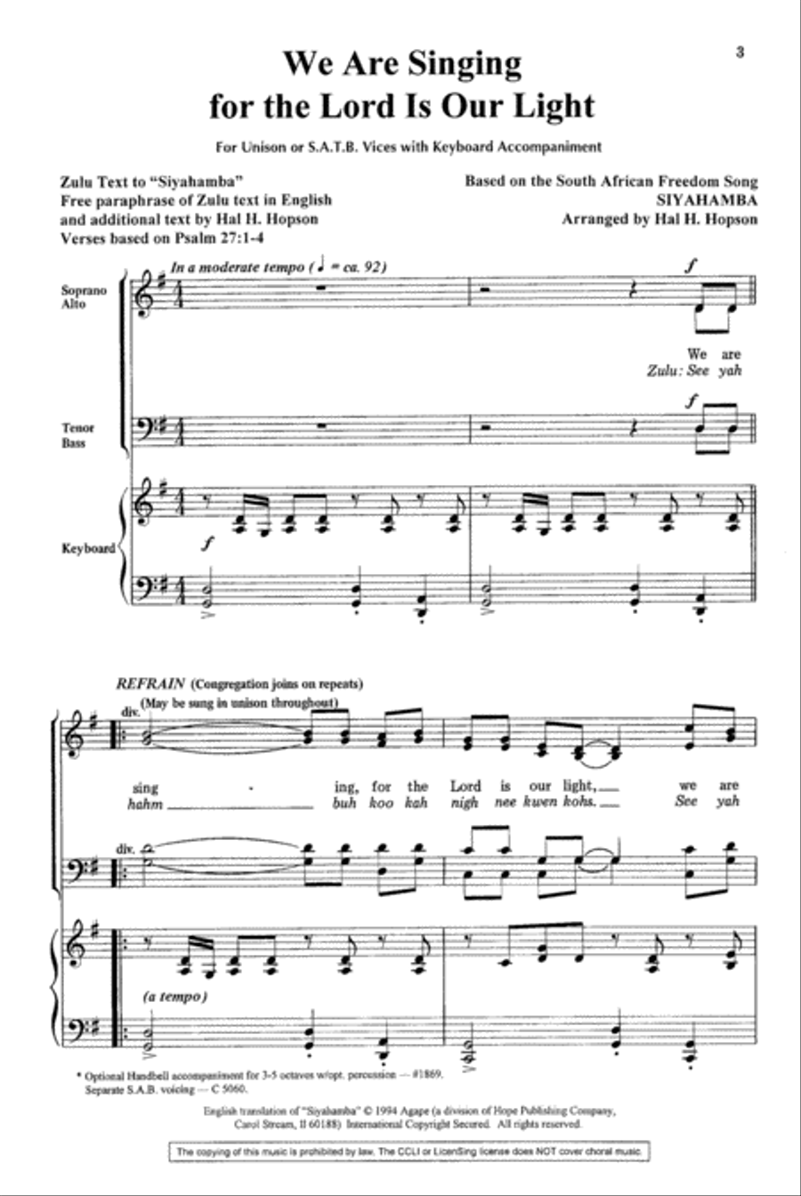 We Are Singing, for the Lord Is Our Light 4-Part scores gallery preview page 4