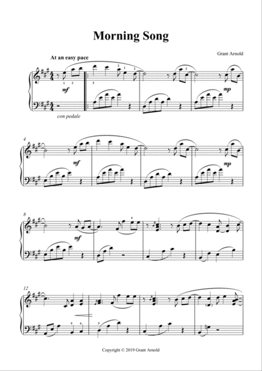 Morning Song Piano Solo scores gallery preview page 1