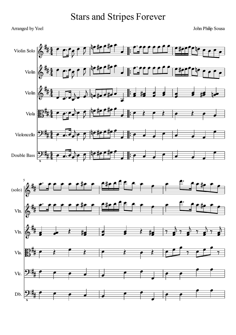 Stars and Stripes Forever for String Orchestra and violin solo String Orchestra scores gallery preview page 3