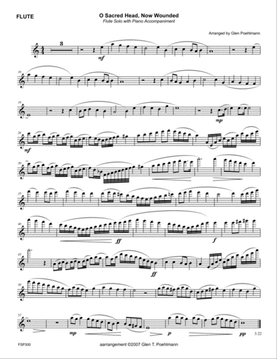 O SACRED HEAD NOW WOUNDED - FLUTE or ALTO FLUTE SOLO with Piano Accompaniment Flute Solo scores gallery preview page 6