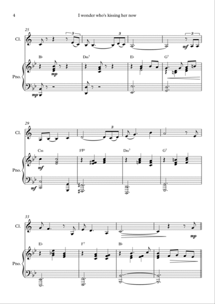 I Wonder Who's Kissing Her Now Clarinet Solo scores gallery preview page 4