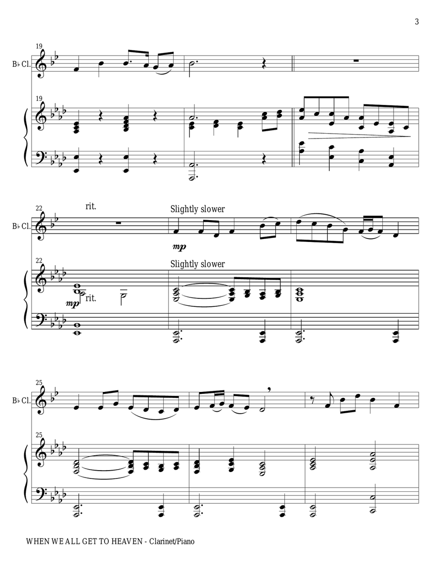 WHEN WE ALL GET TO HEAVEN (Bb Clarinet Piano and Clar Part) B-Flat Clarinet scores gallery preview page 3