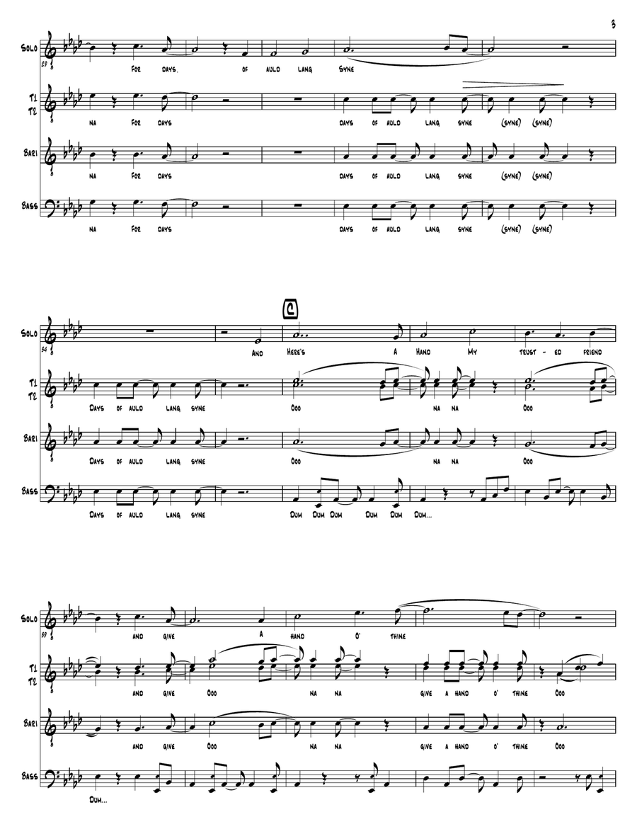 Auld Lang Syne (as performed by Straight No Chaser) - TTBB TTBB scores gallery preview page 4