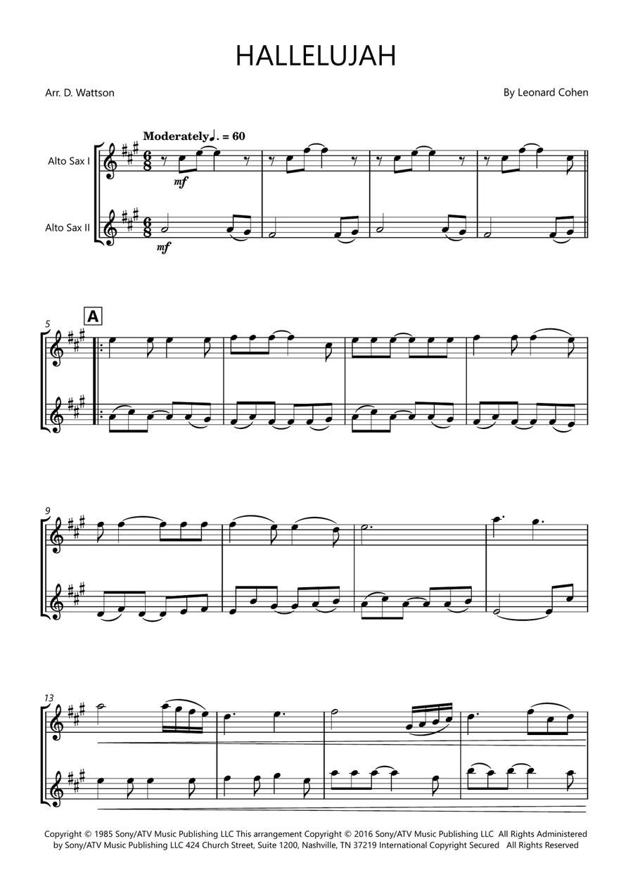 Hallelujah Hallelujah Woodwind Duet scores gallery preview page 1