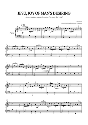JS Bach • Jesu, Joy of Man's Desiring | Cantata BWV 147 | easy piano sheet music