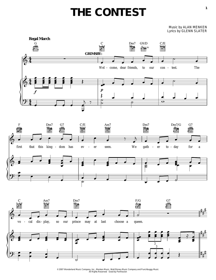 The Contest (from The Little Mermaid: A Broadway Musical) Piano, Vocal, Guitar scores gallery preview page 1