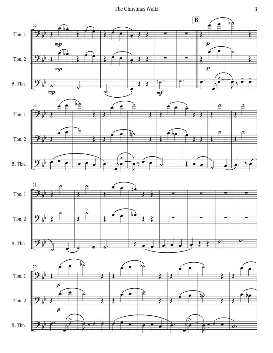The Christmas Waltz Trombone Trio scores gallery preview page 3