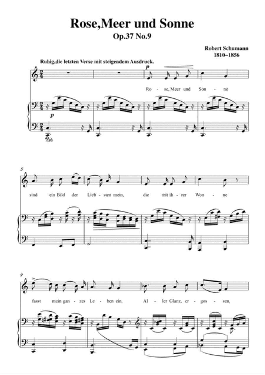 Schumann-Rose,Meer und Sonne in C Major for Voice and Piano Voice Solo scores gallery preview page 2