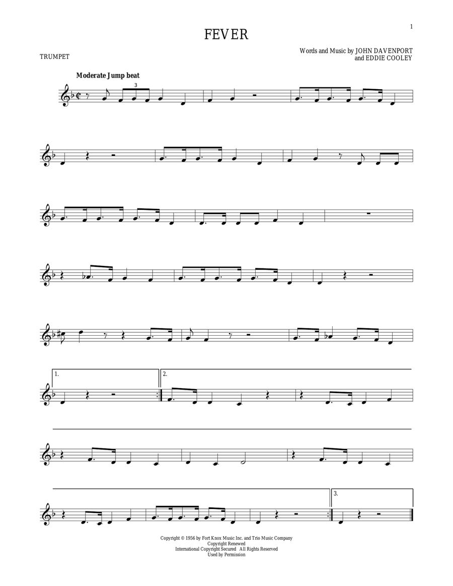 Fever Trumpet Solo scores gallery preview page 1