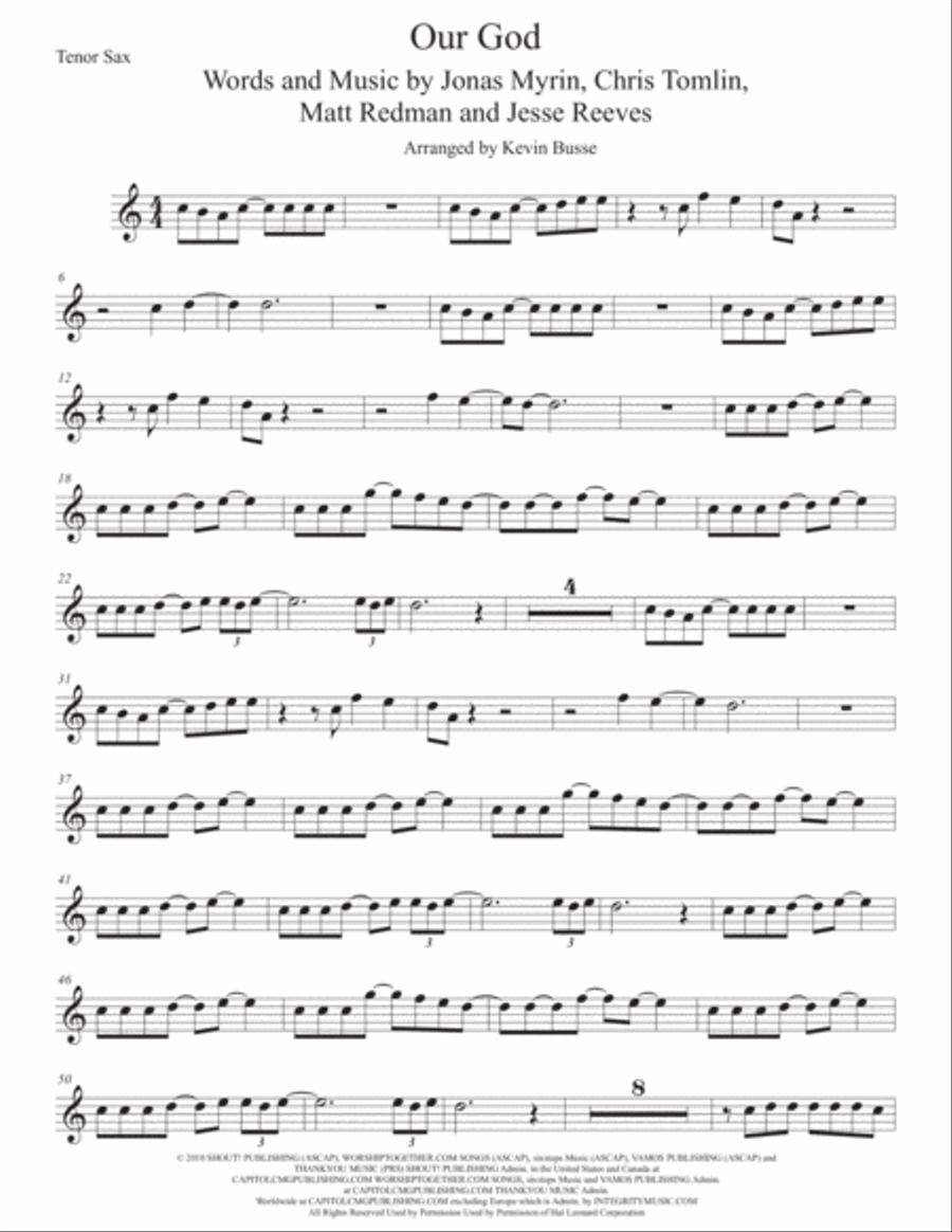 Our God Tenor Saxophone scores gallery preview page 1