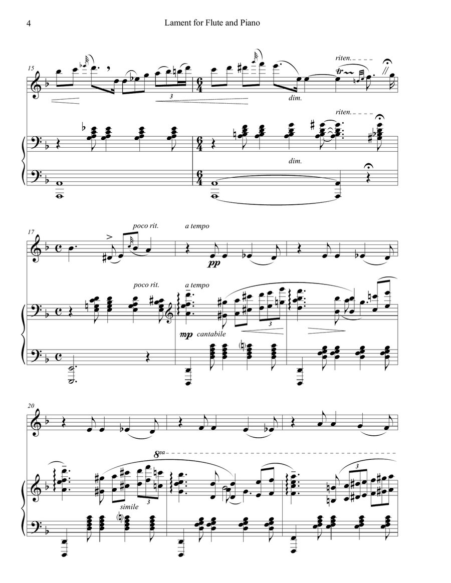 Lament for Flute and Piano Flute Solo scores gallery preview page 4