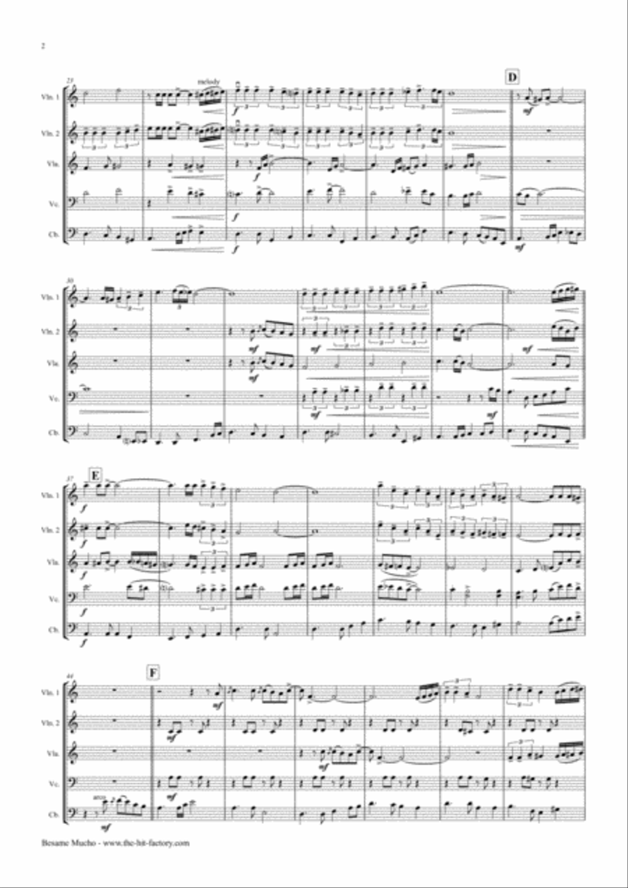 Besame Mucho (Kiss Me Much) String Orchestra scores gallery preview page 2