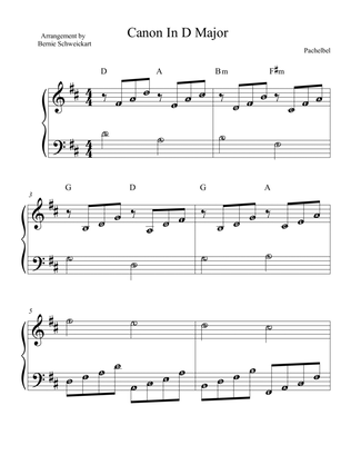 Pachelbel's Canon In D (Big Note Version)with fingering