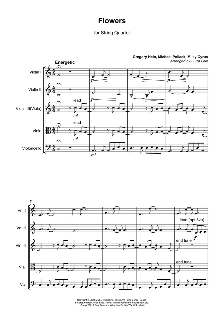 Flowers Flowers String Quartet scores gallery preview page 2