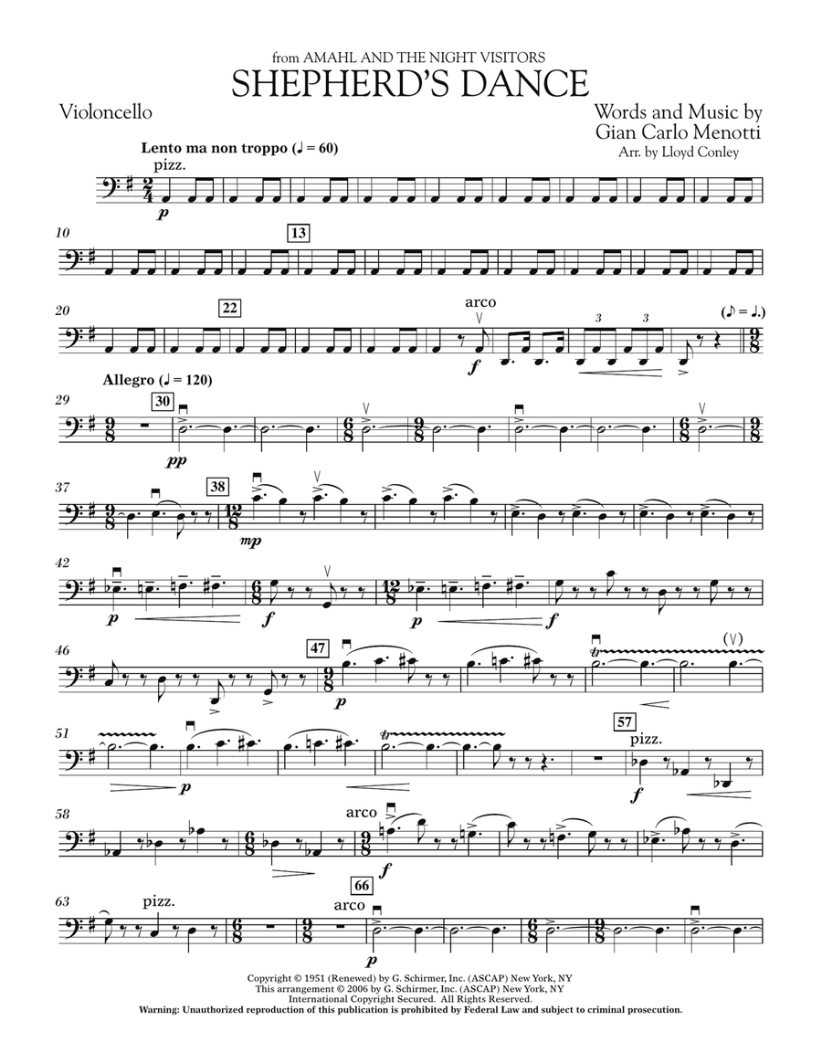Shepherd's Dance (from Amahl and the Night Visitors) - Cello Cello scores gallery preview page 1
