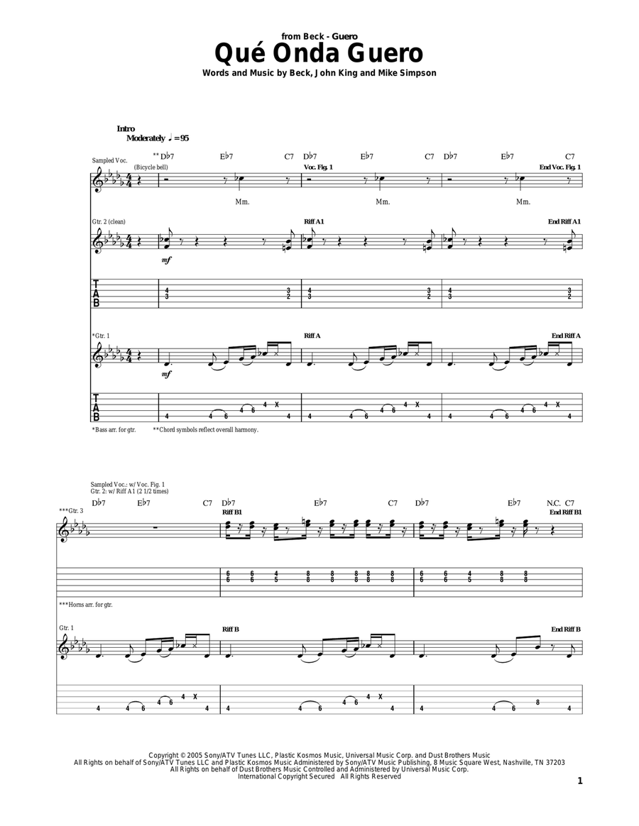 Que' Onda Guero Acoustic Guitar scores gallery preview page 1