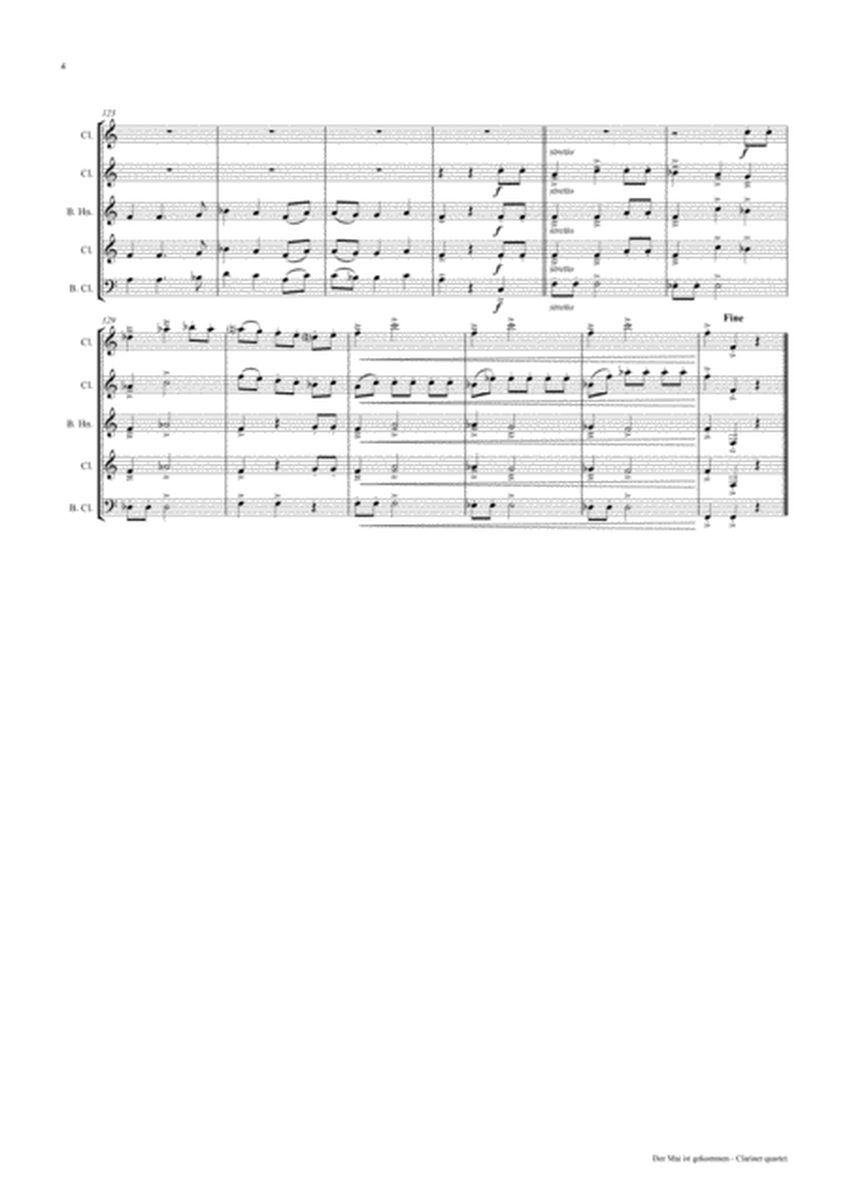 Der Mai ist gekommen - German Folk Song - Clarinet Quartet image number null