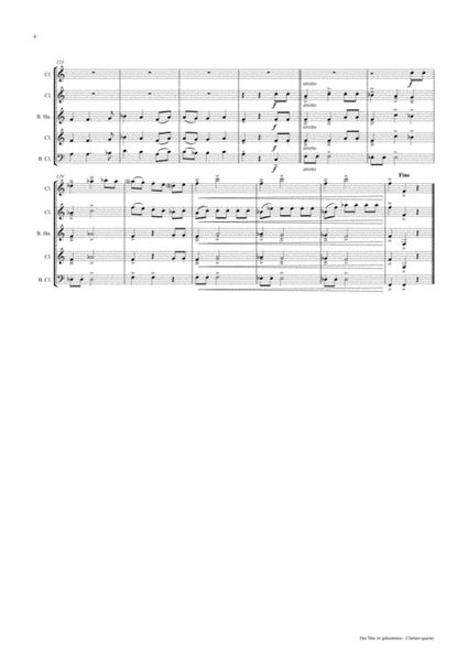 Der Mai ist gekommen - German Folk Song - Clarinet Quartet image number null