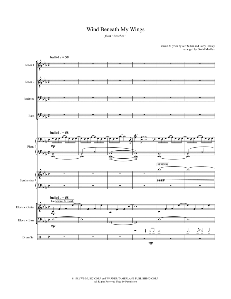 The Wind Beneath My Wings Small Ensemble scores gallery preview page 1