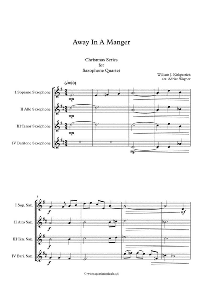 "Away In A Manger" Saxophone Quartet (SATB) arr. Adrian Wagner image number null