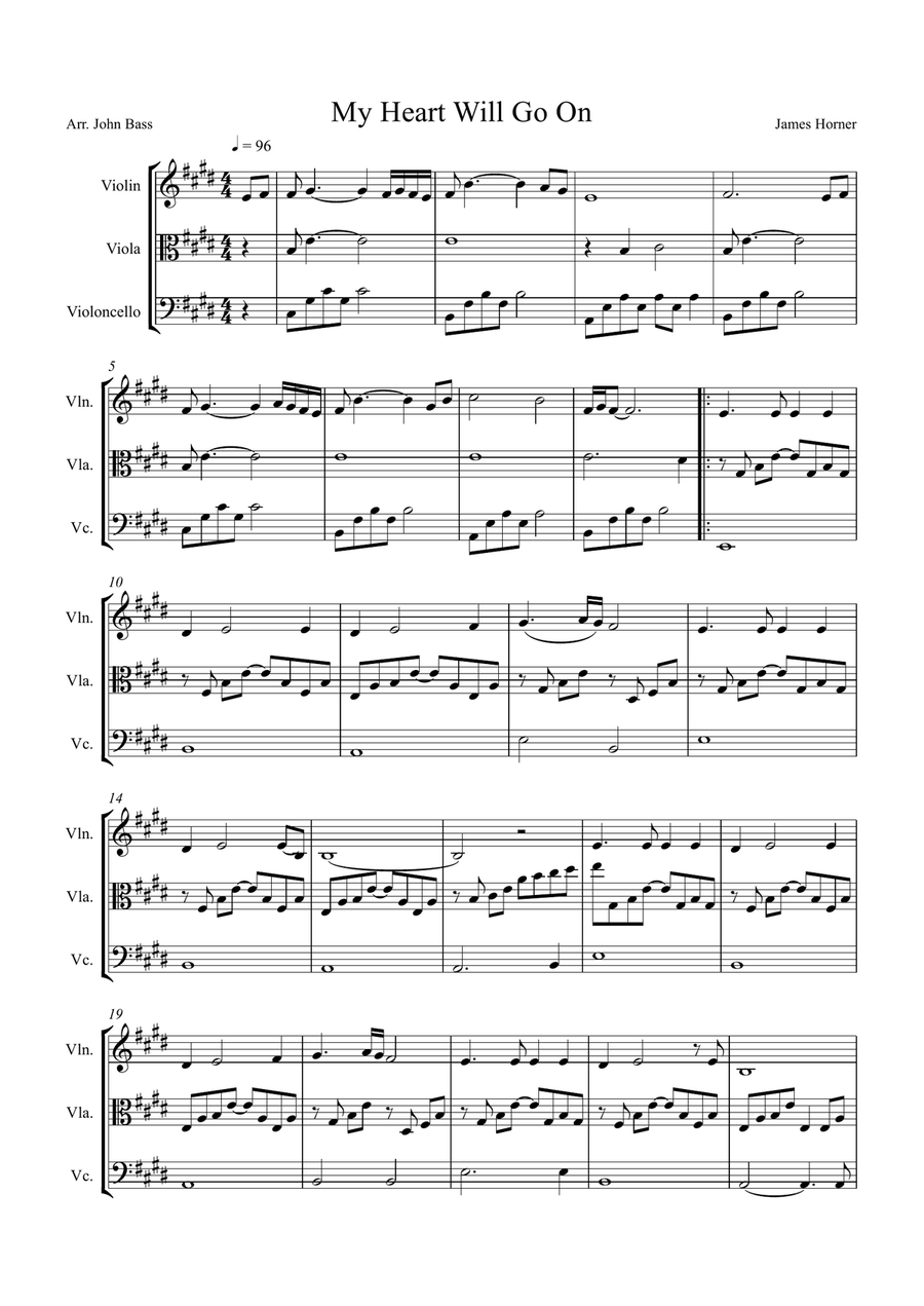 My Heart Will Go On (Love Theme from Titanic) String Trio scores gallery preview page 1