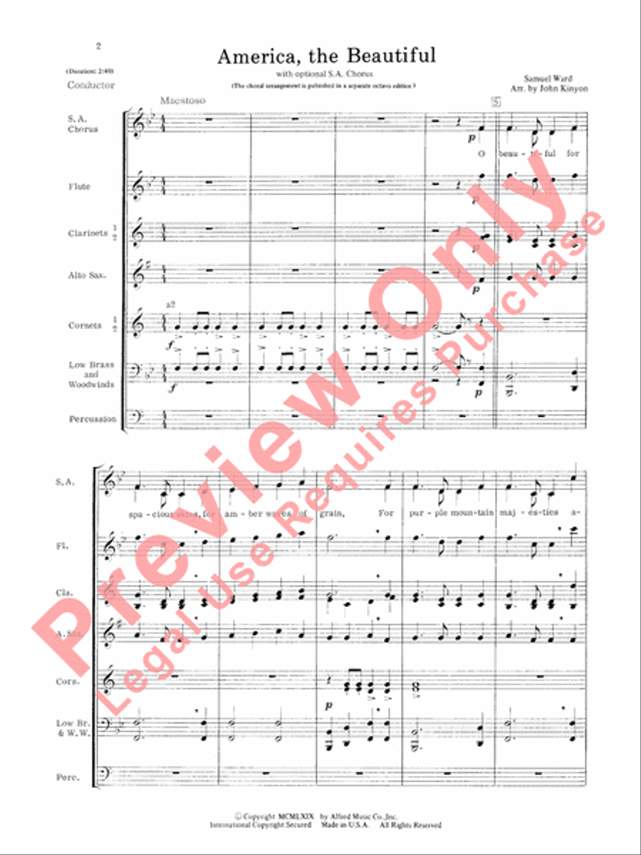 America, the Beautiful Concert Band scores gallery preview page 3
