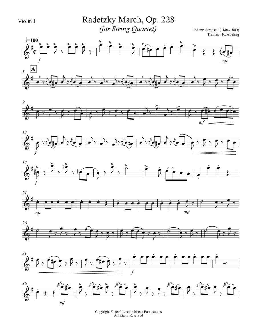 Radetzky March (for String Quartet) String Quartet scores gallery preview page 6