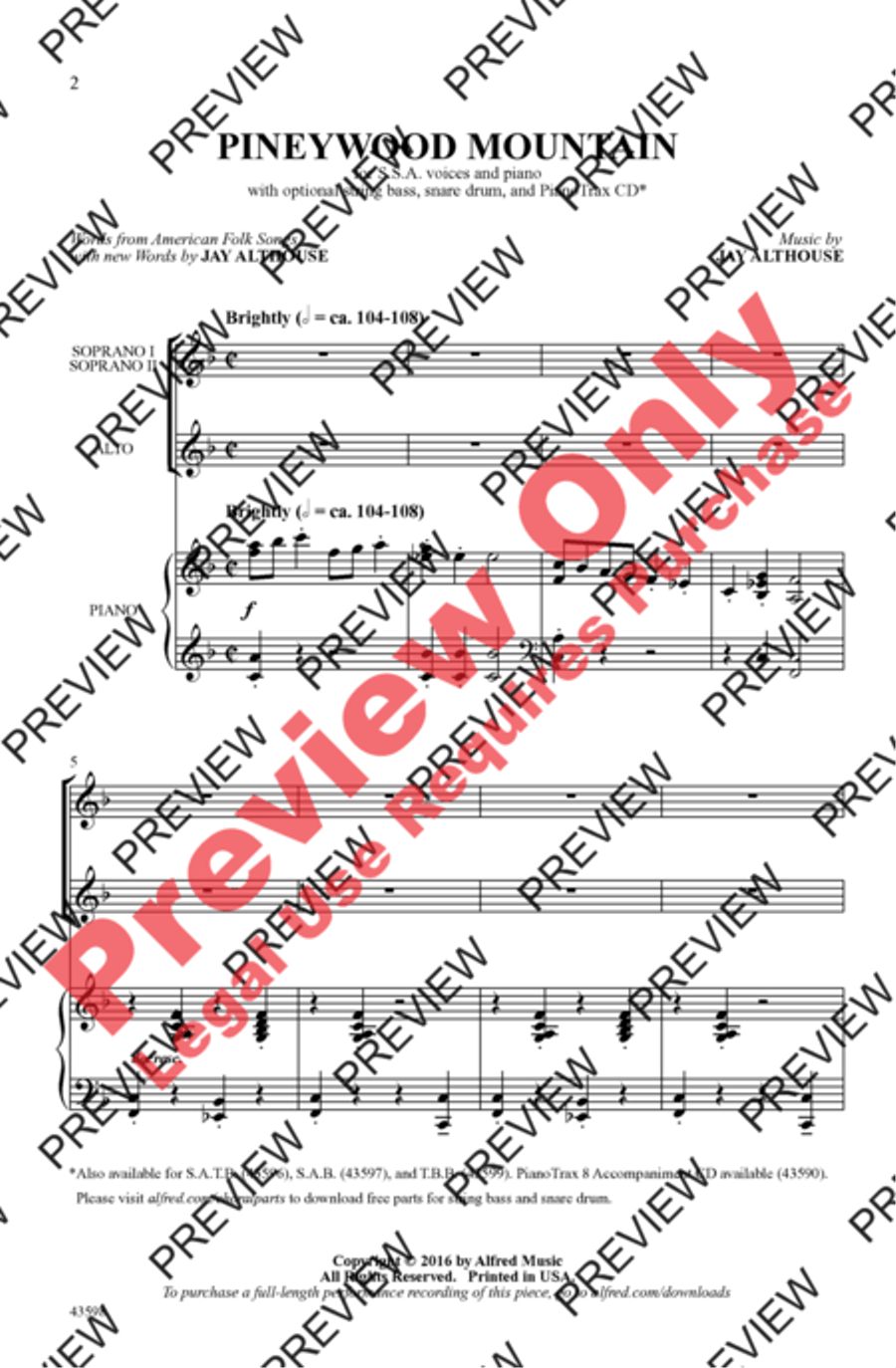 Pineywood Mountain Pineywood Mountain Women's Choir scores gallery preview page 2
